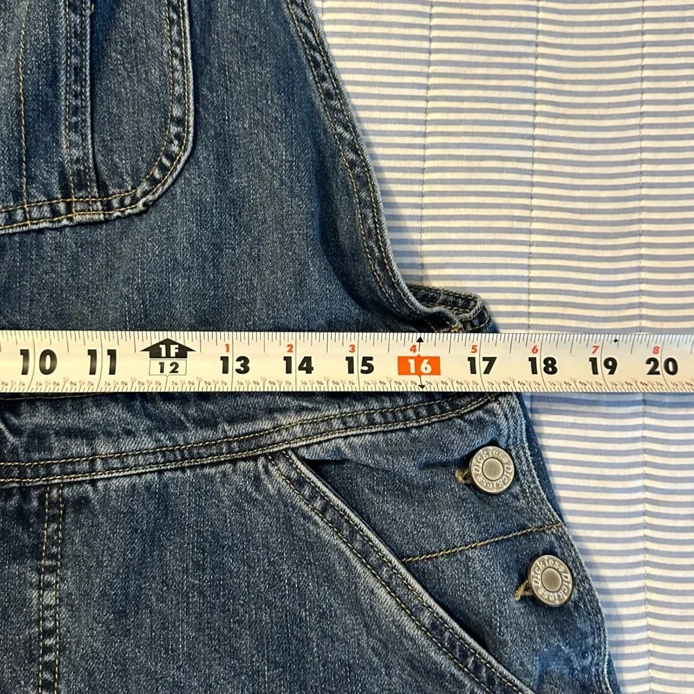 Dickies Carpenter Shortalls Juniors XL Blue Denim Relaxed Fit Utility - Picture 4 of 10